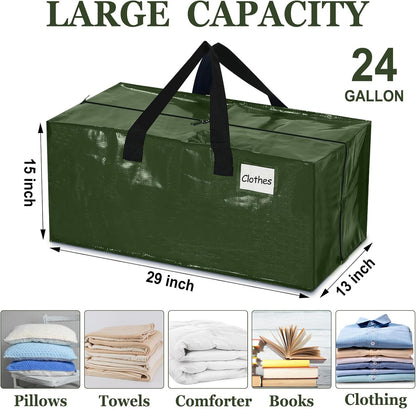 4 Pcs 24 Gallon Large Moving Bags with Zipper and Handles Foldable Storage Duffle Bags Heavy Duty