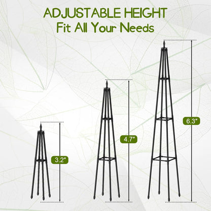 Obelisk Trellis for Climbing Plants Outdoor,5.2 Ft Garden Trellis for Potted Plants, Metal Trellis
