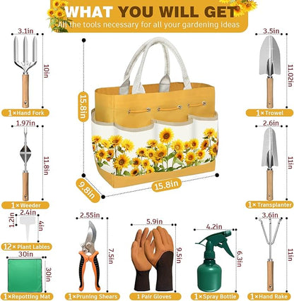 22Pcs Gardening Tools Set for Women Heavy Duty Garden Hand Tool Kit Gifts for Mom Beginner Gardener