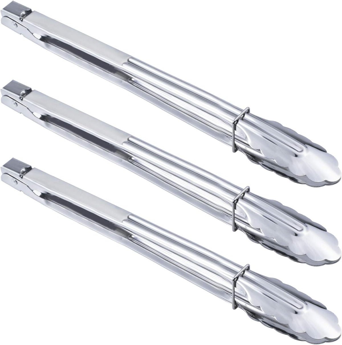 Stainless Steel Locking Kitchen Tongs Extra Long Sturdy Heavy Duty Tongs Set for Cooking Grilling