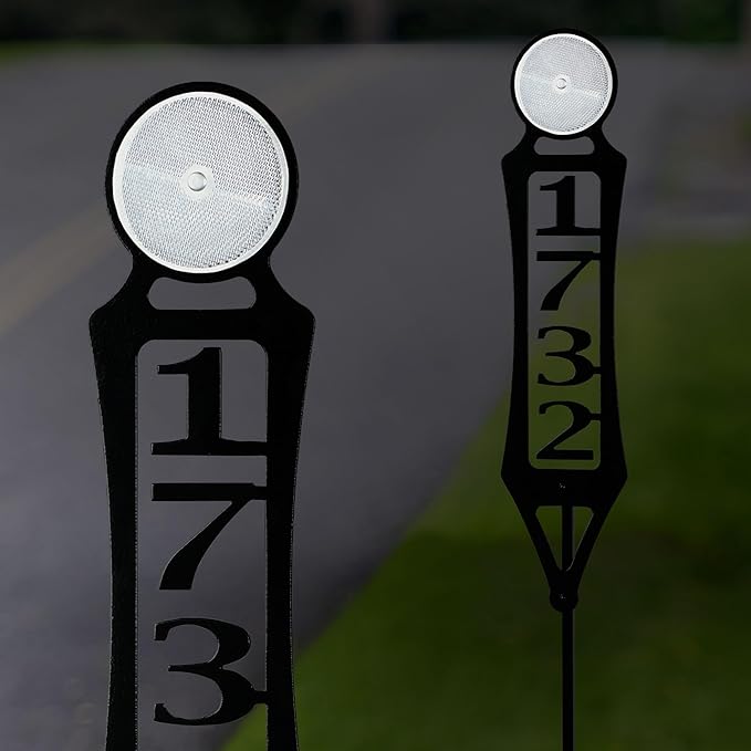 Pathways Vertical Custom Reflective Driveway Marker Set of Two | Personalize with 1-5 House Numbers