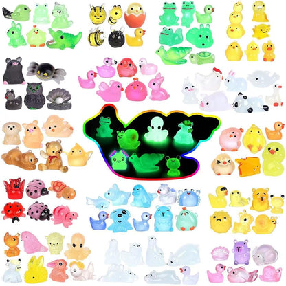 Luminous Mini Resin Animals 100 Pcs Glow in The Dark Resin Animals 100 Styles Miniature Fairy