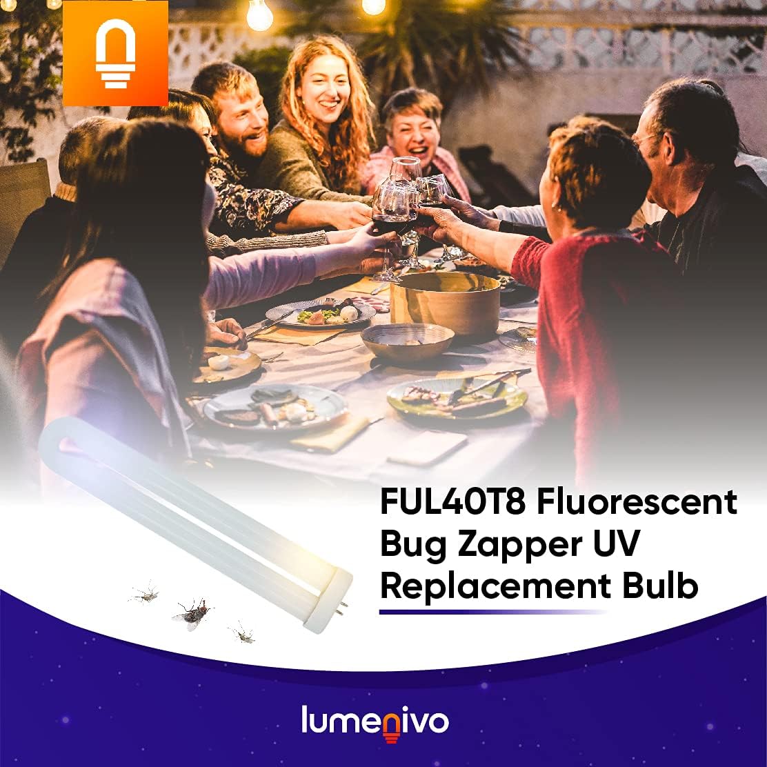 lumenivo FUL40T8 Fluorescent Black Light Bug Zapper Ultraviolet Replacement Bulb 40 Watt, G10Q-4