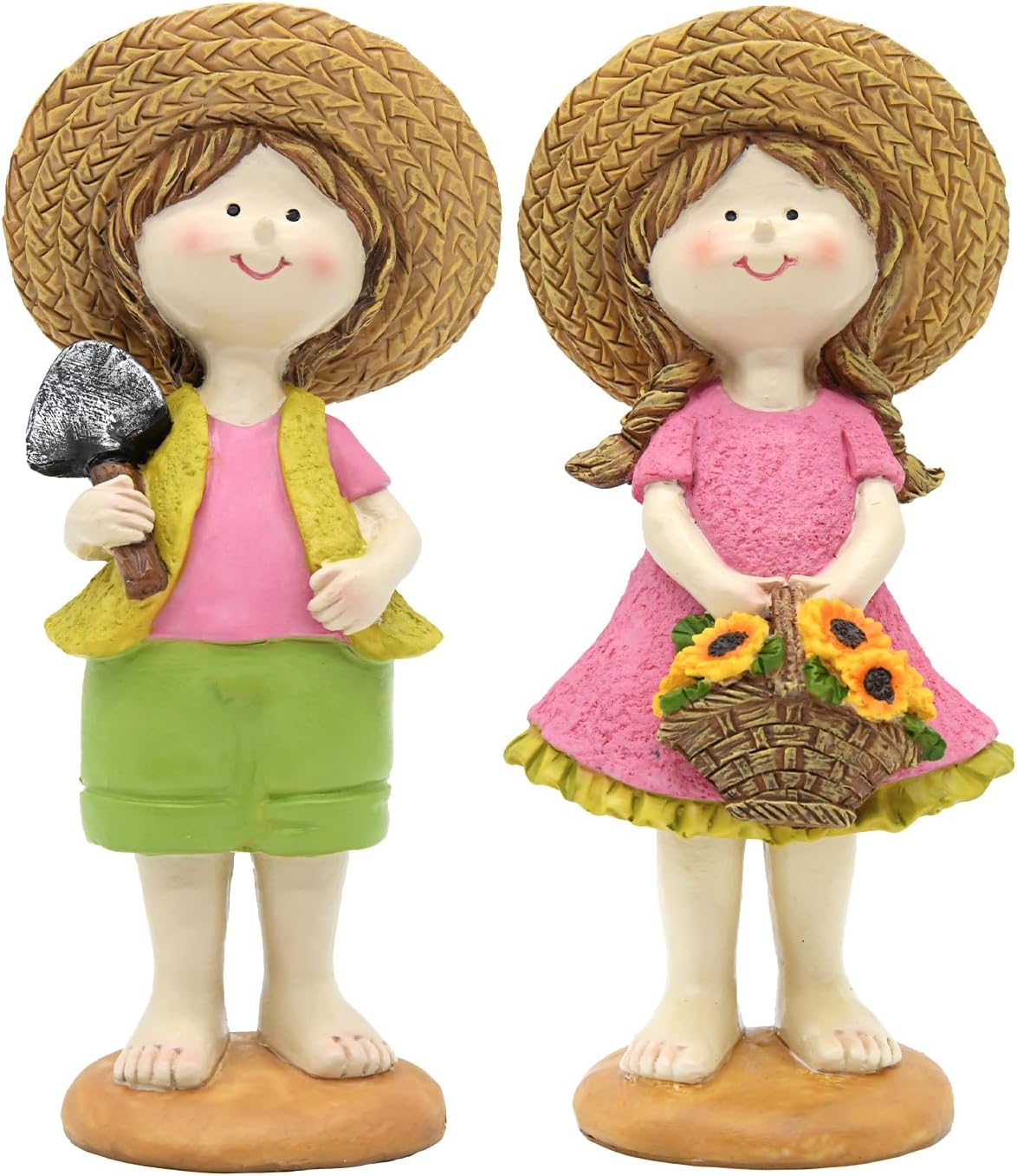 Spring Fairy Garden Figurines, Resin Summer Sunflower Garden Statue Set - H9inch Miniature