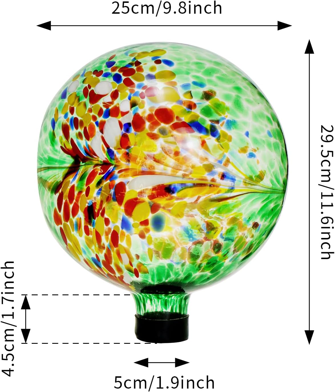 10 Inch Gazing Balls for Garden, Hand Blown Indoor Outdoor Glass Garden Globes Balls for Outside