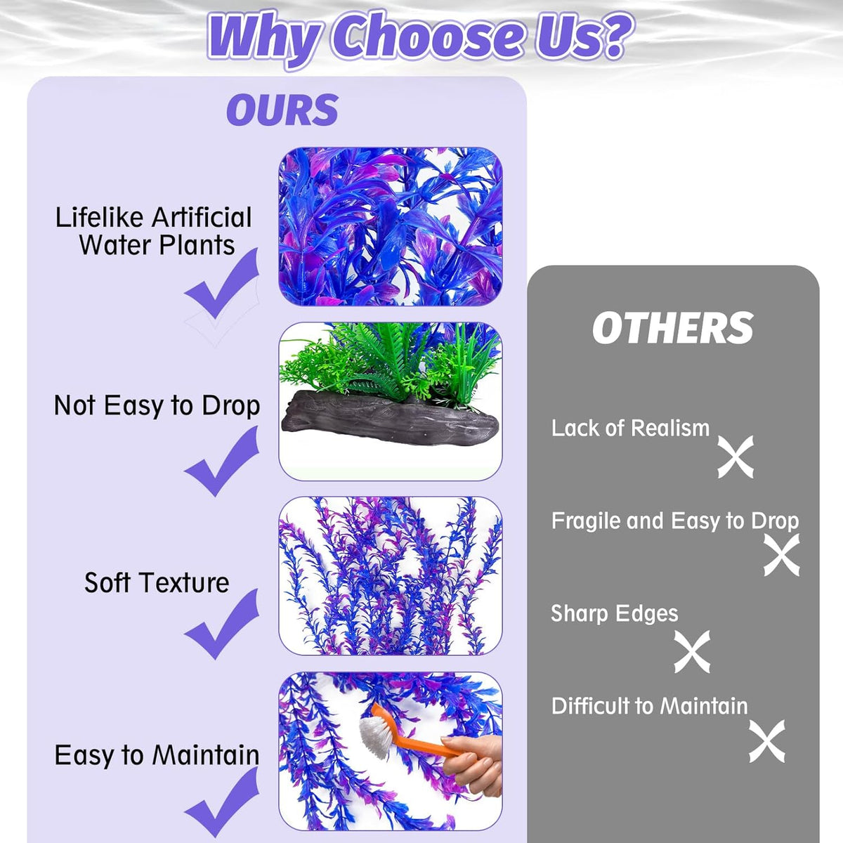 Hamiledyi Aquarium Plastic Plants Aquarium Decor Artificial Fish Tank Plants,Tall Fish Tank