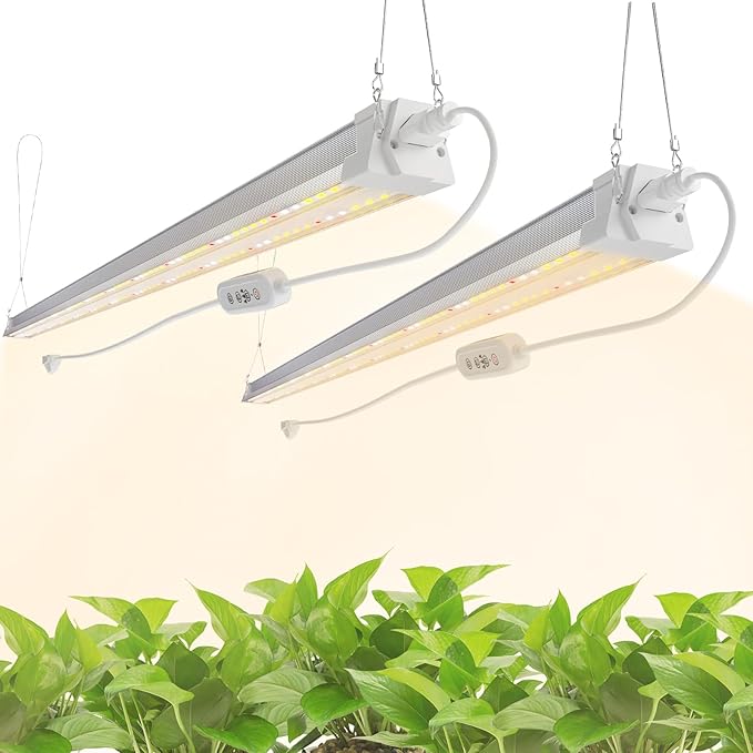 FREELICHT 2 Pack 4FT LED Grow Light with Timer, 40W (250W Equivalent), Full Spectrum Grow Lights