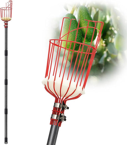 Fruit Picker Pole Tool with Basket Telescoping, Adjustable Apple Picker Pole 35-170 inch Long