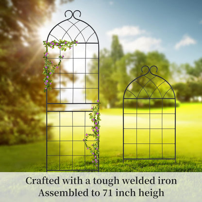1 Pack Garden Trellis 71" H x 19.7" W for Climbing Plants Support Rustproof Metal Iron Rose Trellis