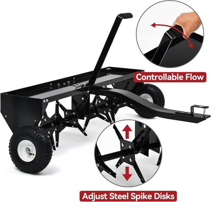 YITAMOTOR 48" Tow Plug Lawn Aerator with Universal Hitch,Black Painted Galvanized Steel with Tray