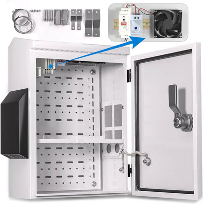Outdoor Electrical Box with Thermostat and Fan, Cold-Rolled Steel Plate, Aluminum Alloy Back Beam