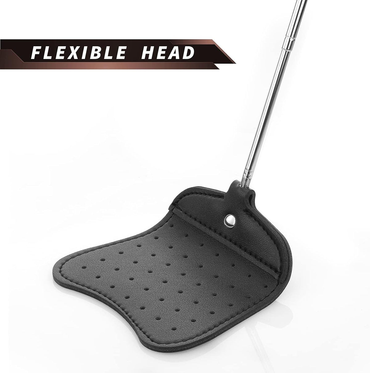 Foxany Leather Fly Swatter, Telescopic Heavy Duty Fly Swatters, Flexible Manual Flyswatters Set
