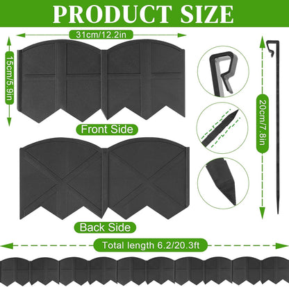 20Ft Black Garden Edging Border 6 Inch Tall Landscape Edging with 20Pcs 7.8in Height Garden Stakes