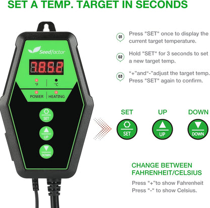 Seedfactor Digital Heat Mat Thermostat Controller for Seed Germination, Reptiles and Brewing
