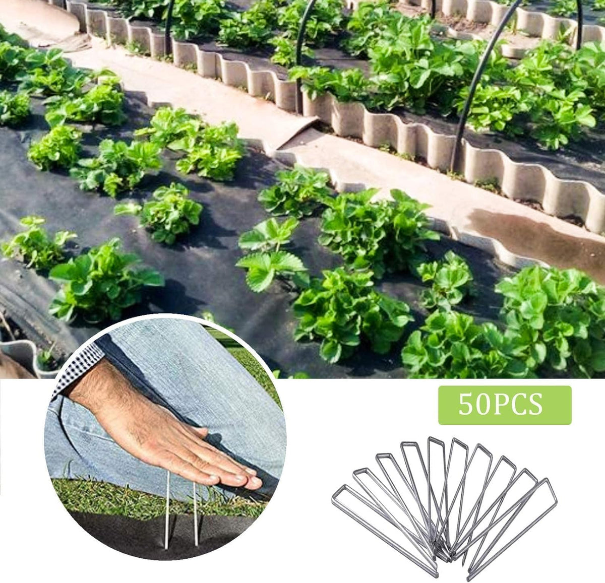12 Inch Galvanized Garden Landscape Staples Stakes, 25 50 100 PCS Anti-Rust Garden Staples U-Shaped