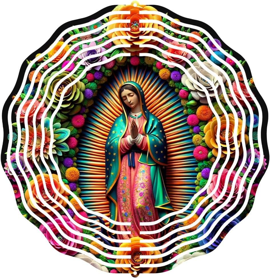 Virgin Mary Wind Spinner, Metal Wind Spinners Outdoor/Indoor,Virgin Mary Hanging Garden Decor for