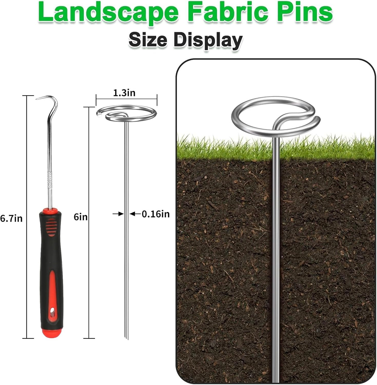 60 Pcs 6 Inch Landscape Fabric Staples, Tensile Strength 450-500Mpa -Non-Bending Garden Stakes