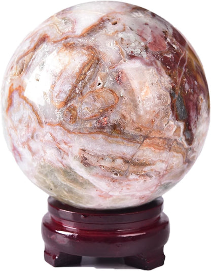 JIC Gem Extra Large Striped Agate Crystal Sphere Decorative Crystal Ball Healing Gemstone Sphere