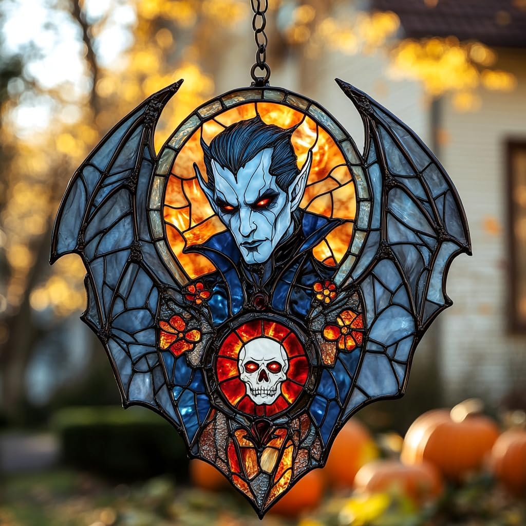 Dracula Halloween Acrylic Suncatcher Stained Glass Effect Window Car Hanging Christmas Ornament