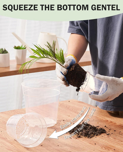 homenote Clear Nursery Pots for Plants,4 Inch Plant Pot for Planting Plastic Seedling with Drainage