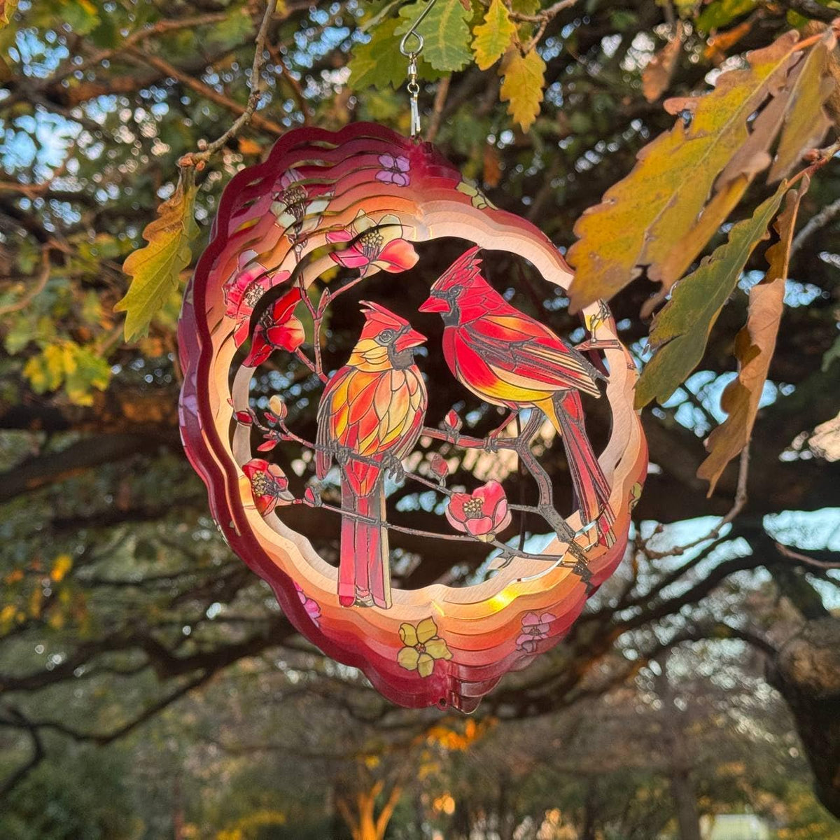 Cardinal Wind Spinner, 3D Hanging Stainless Steel Garden Spinner, Wind Spinner Hanging for Outdoor