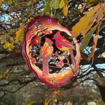 Cardinal Wind Spinner, 3D Hanging Stainless Steel Garden Spinner, Wind Spinner Hanging for Outdoor