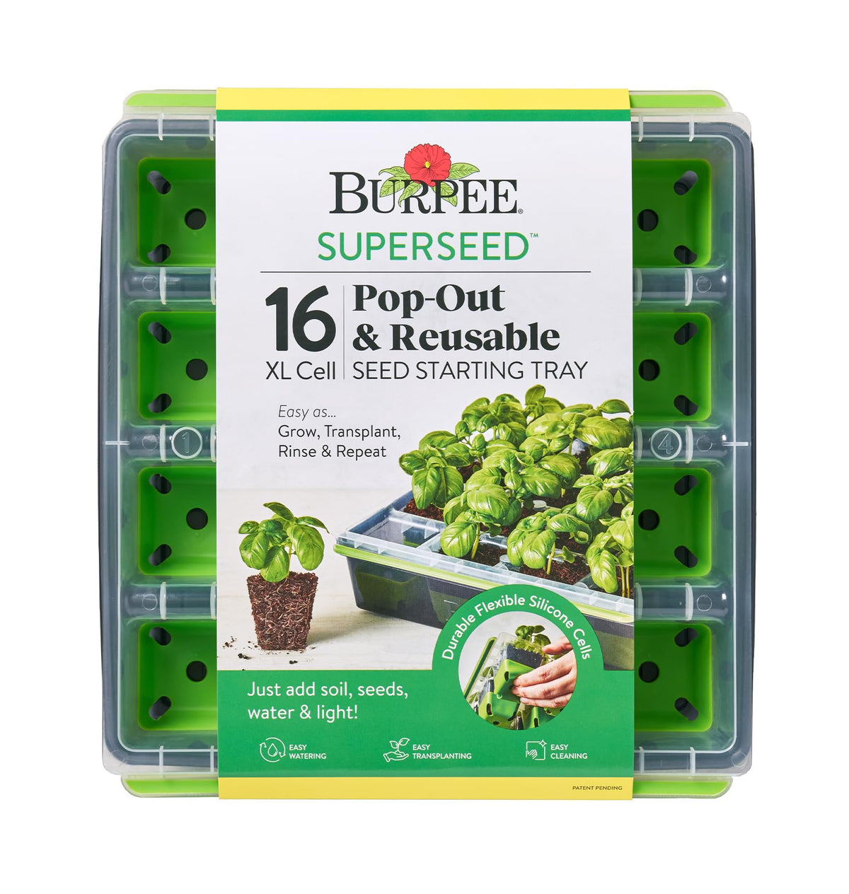 Burpee SuperSeed Starting Tray | 16 XL Cell | Reusable & Dishwasher Safe | for Vegetable, Flower &