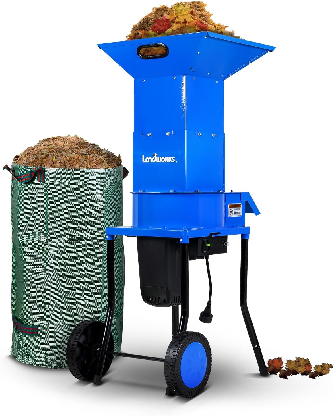 Landworks Electric Leaf Mulcher & Shredder - 15-AMP, 1800W, Steel Construction, 11" Blades, 0.5"