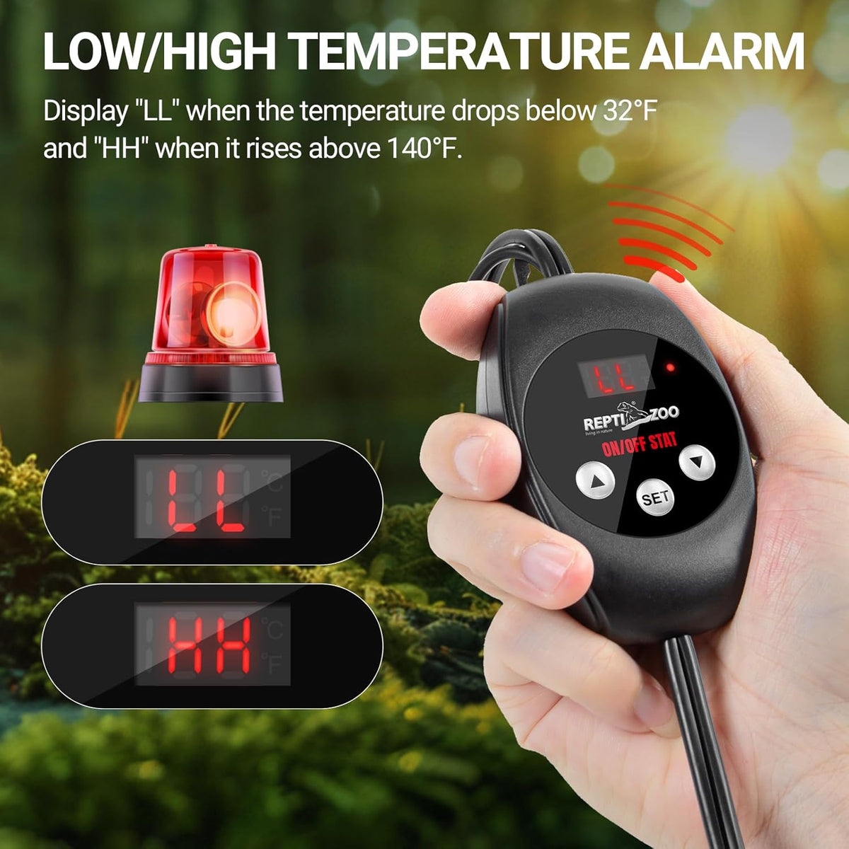 REPTI ZOO Reptile Thermostat Wide Range Temperature Controller Reptile Heat Pad Digital Thermostat