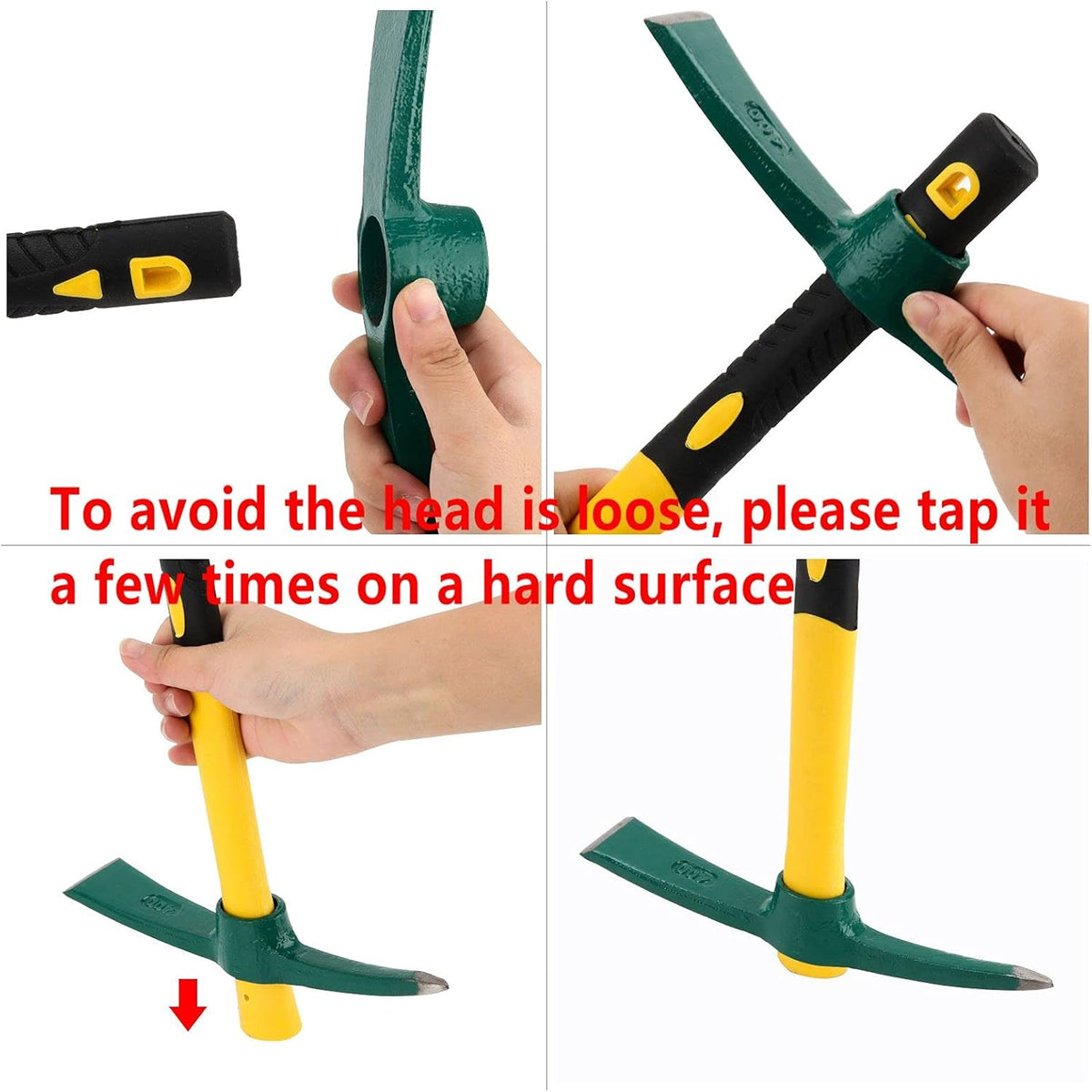 ZOENHOU 15-Inch Solid Pick Mattock, Forged Garden Pick, Weeding Mattock Hoe Agriculture Hand Tools