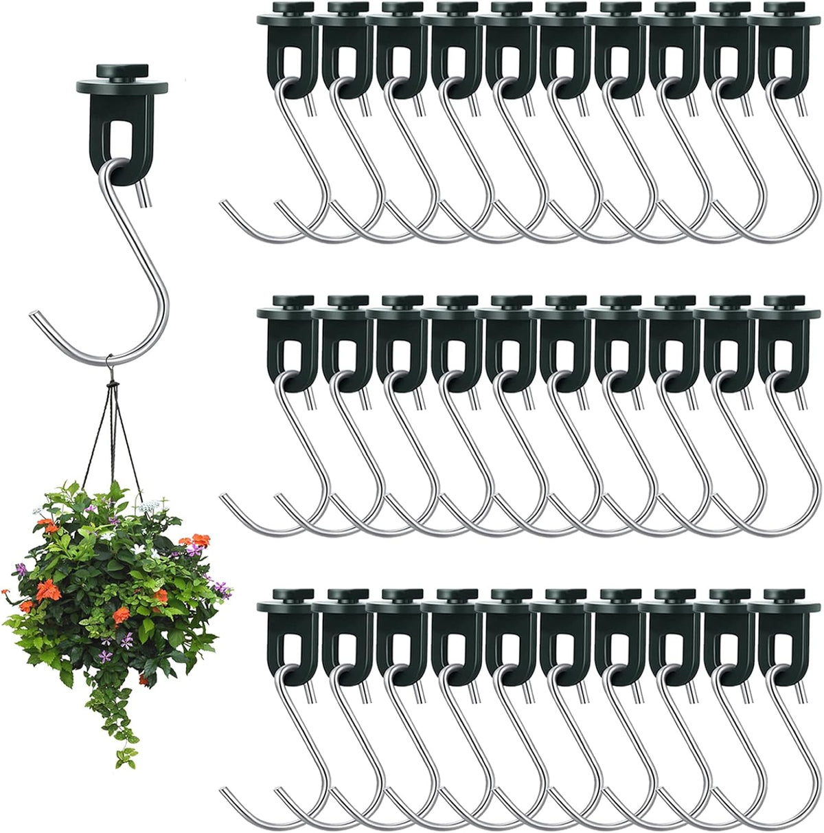 ELANE 30 Pcs Greenhouse Hooks and Twist Clips, Plastic Fixing Clips for Outdoor Garden Hanging