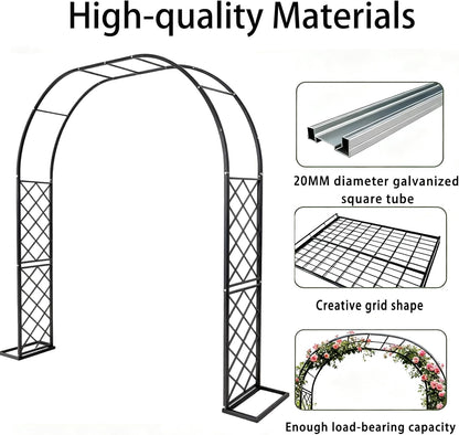 Metal Garden Arbor, Heavy Duty Metal Garden Arch Trellis for Climbing Plants, Decorative Archway