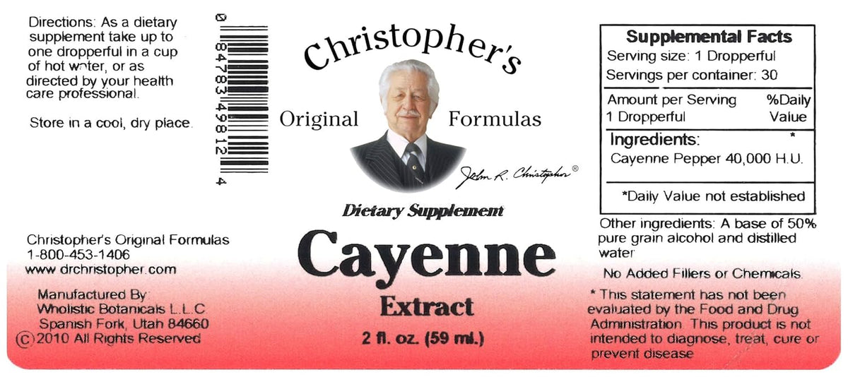 Christopher's Original Formulas Cayenne Extract - 2 fl oz Liquid | Premium Herbal Supplement for