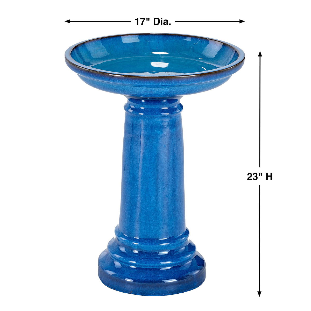 Smart Solar Aviatra Outdoor Ceramic Birdbath with Pedestal Stand and Glossy Finish, Elegant