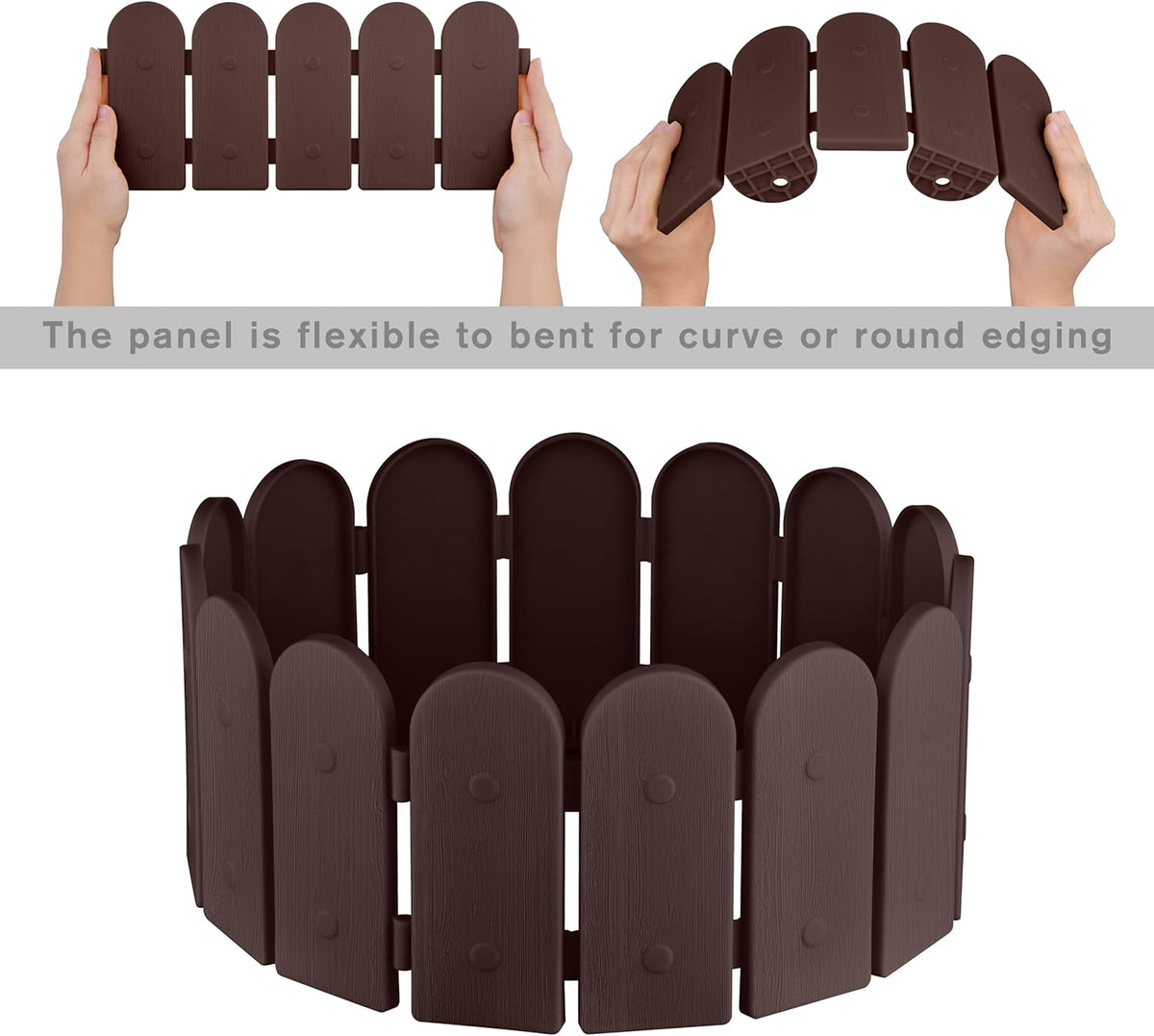 Evelyne Garden Border Plastic Edging: Wooden Fence Design - 16pcs Brown Yard Landscaping Fence