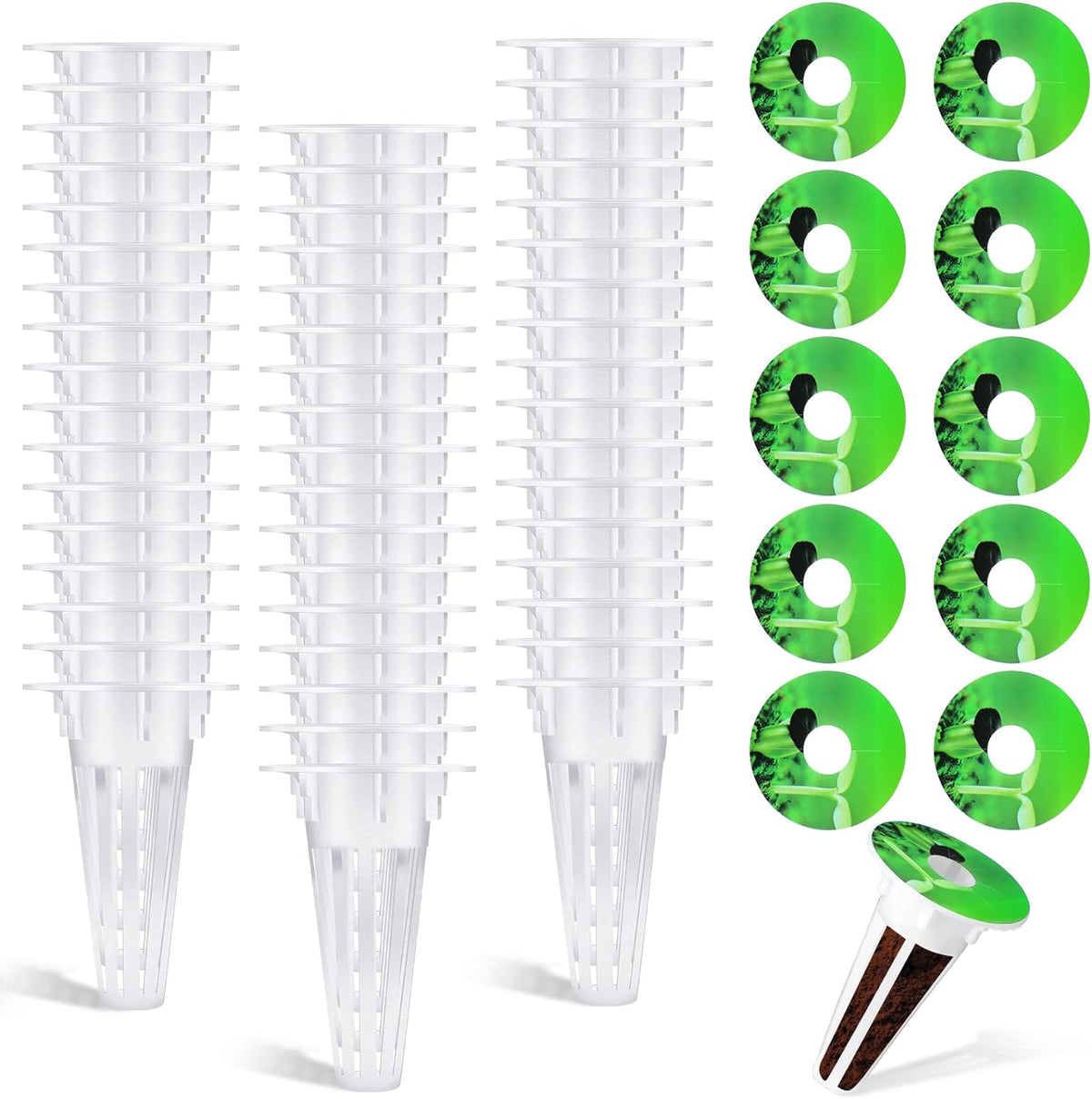 Cunhill 100 Pcs Hydroponic Growing Kit Include 50 Pcs Plant Replacement Basket Containers and 50