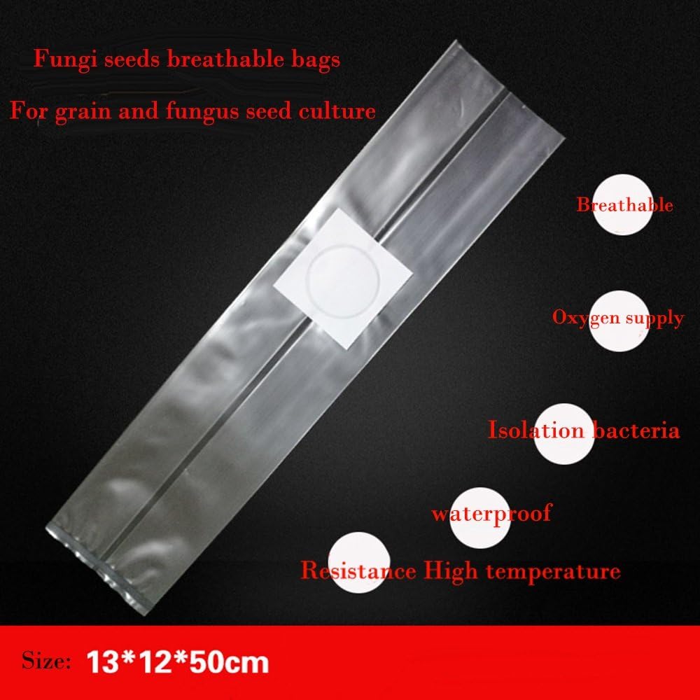 SUCOHANS 10 Count Mushroom Bags - Medium Size 5" X 5" X 19", 0.2 Micron Filter, 2.5 Mil