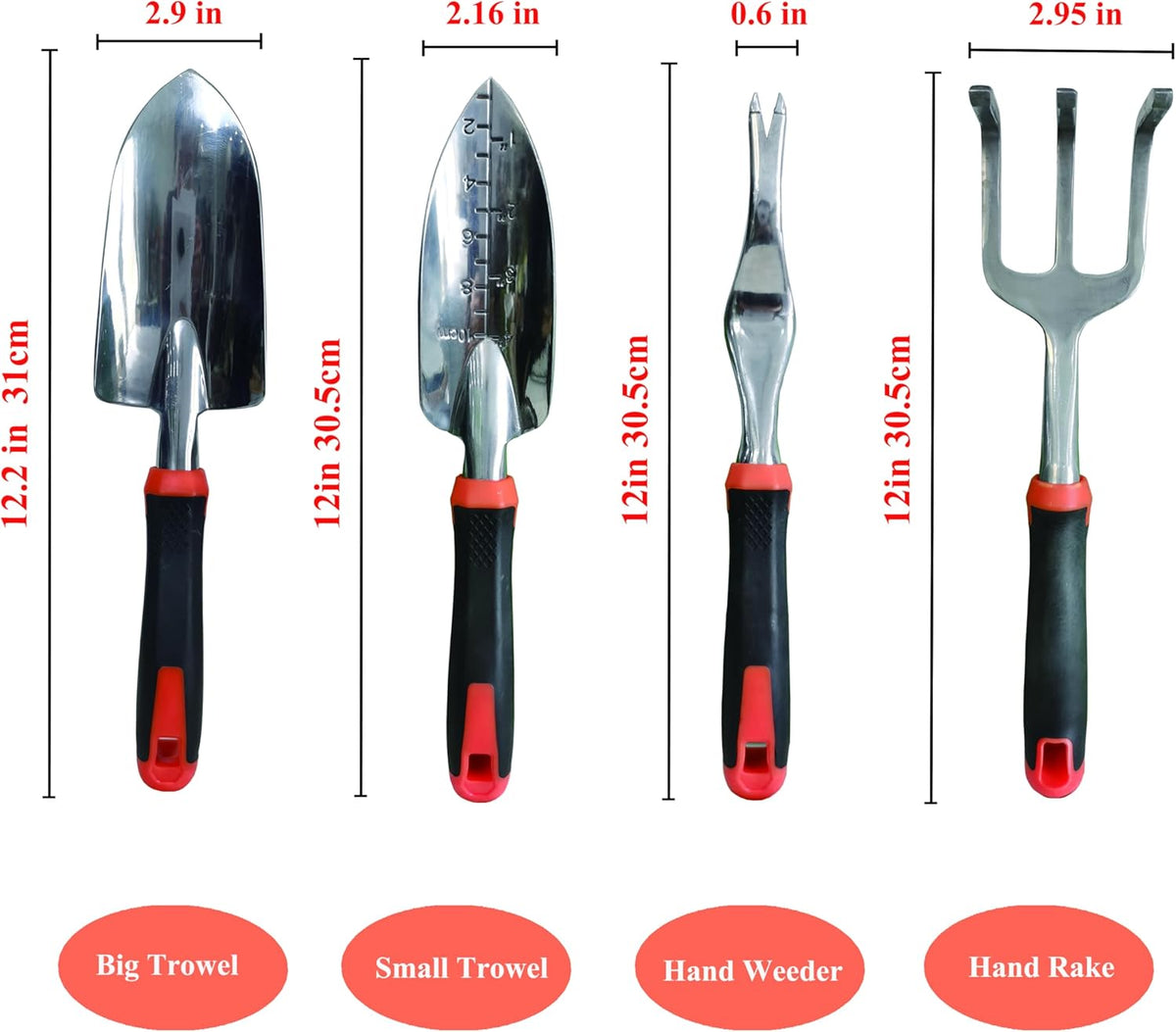 Garden Tools Set, 5 Piece Aluminum Hand Tool Kit with Ergonomic Handle, Heavy Duty Gardening Tools