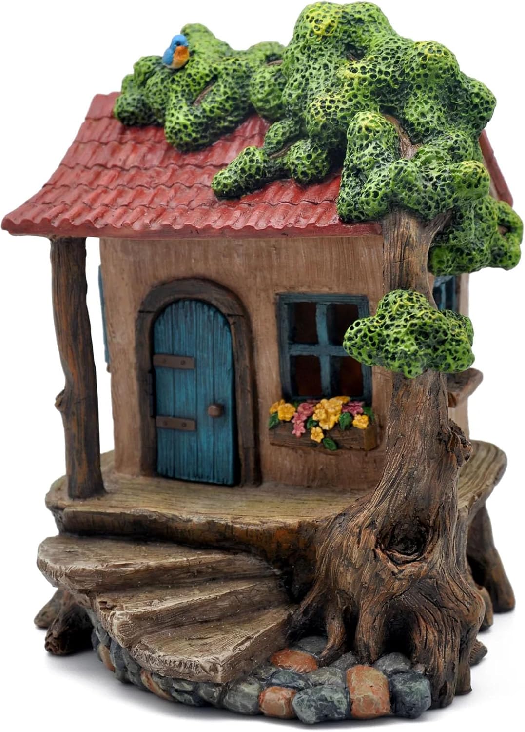 Marshall Home & Garden Rustic Tree House - Multicolor Resin Miniature Figurine for Fairy Garden, 4