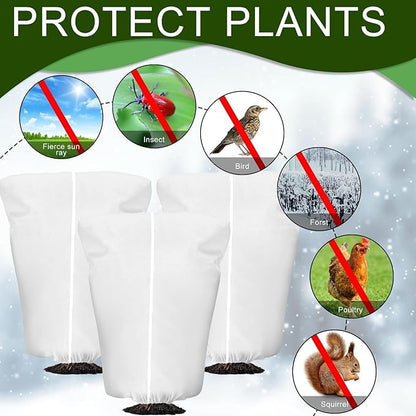 4 Pcs Plant Covers Frost Protection Bag 71" x 47" Winter Reusable Plants Jacket with Drawstring