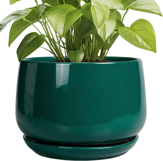 G EPGardening Ceramic Pots for Plants - 9 Inch Ceramic Planter for Indoor Plants, Round Planter