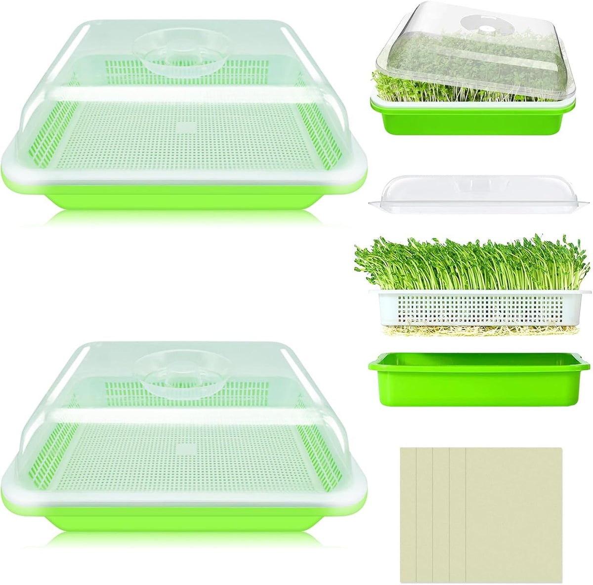 Legigo 2 Pack Seed Sprouter Trays with Lids- Soil-Free Cultivation Germination Tray, BPA Free Micro