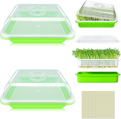Legigo 2 Pack Seed Sprouter Trays with Lids- Soil-Free Cultivation Germination Tray, BPA Free Micro