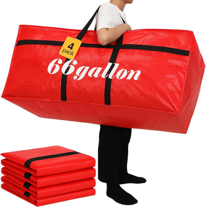 4 Pcs 66 Gallon Large Moving Bags with Zipper and Handles Foldable Storage Duffle Bags Heavy Duty