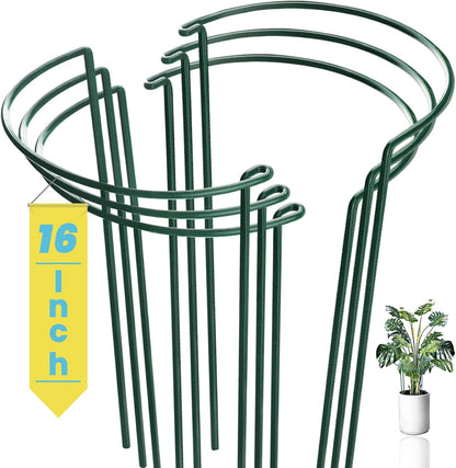 6-Pack Snake Plant Support Stakes, Half-Round Peony Cages and Supports, Green Plant Support Ring
