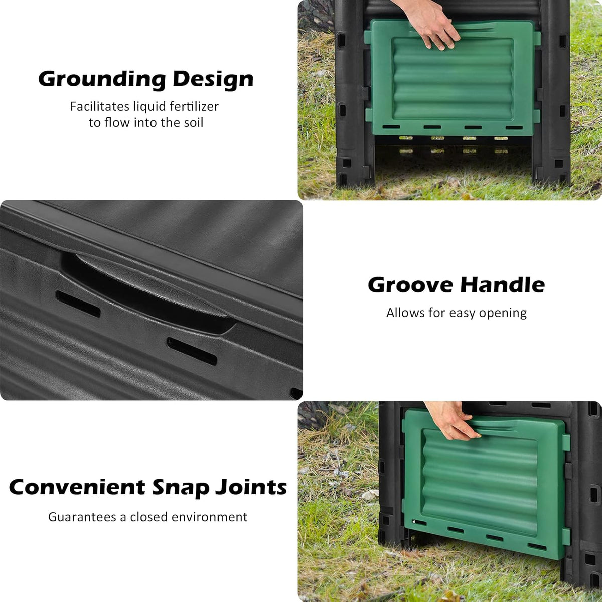 Happygrill Outdoor Compost Bin, Composting Box w/Top Flip Latch-on Lid,80 Gallons Composter for