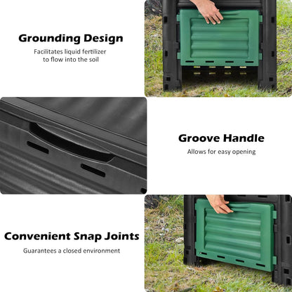 Happygrill Outdoor Compost Bin, Composting Box w/Top Flip Latch-on Lid,80 Gallons Composter for