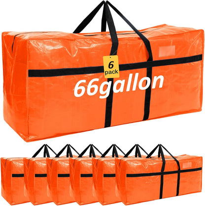 6 Pcs 66 Gallon Large Moving Bags with Zipper and Handles Foldable Storage Duffle Bags Heavy Duty
