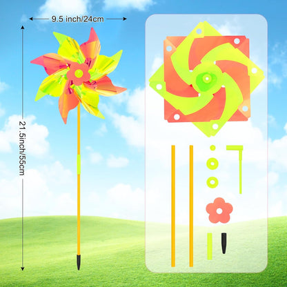 6 Pcs Reflective Pinwheels Wind Spinner for Yard and Garden, Decorative Windmill Toy Pinwheel for