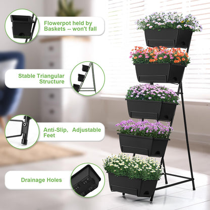 Fogein 5 Tier Vertical Raised Garden Bed Planter Box, Vertical Raised Bed with Drainage Holes for